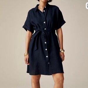 J.Crew Capitaine shirtdress in Navy Linen.